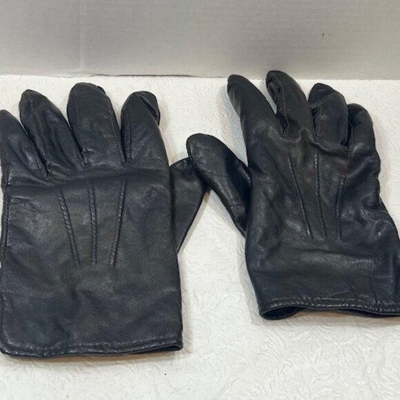 Men's Black Soft Leather Cashmere Lined Winter Gloves Size: Large VGUC - Picture 3 of 15
